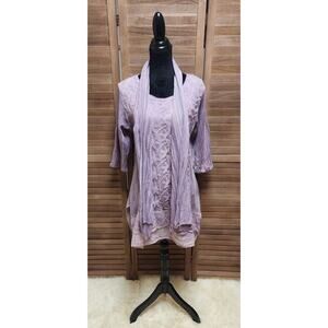 Exclusively for Signals Asymmetrical Tunic Lace Blouse Top With Scarf Size Large